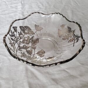 VINTAHESilver Floral Glass Bowl